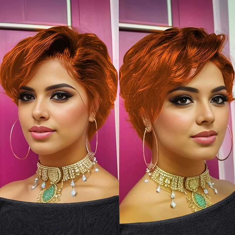 13x4 Lace Front Wig Pixie Cut Wigs Human Hair for Women Transparent Frontal Wig Natural Wave Wig