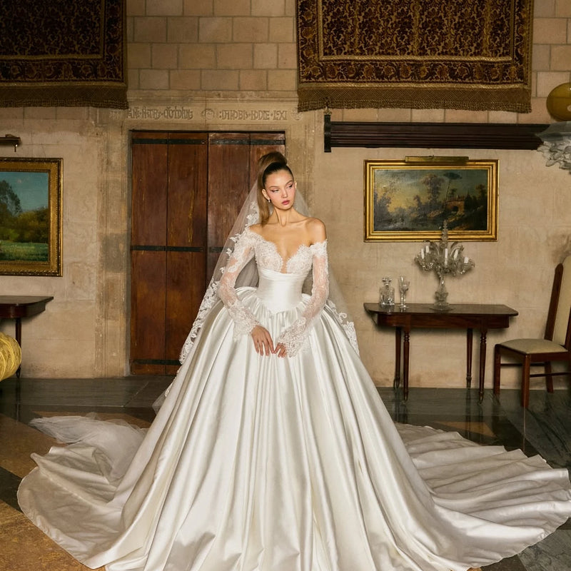 Customized Sexy Wedding Dress, Tight Lace Satin Skirt - View 4 | SAMAG