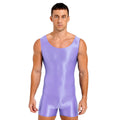 Swimwear Mens Glossy Stretchy Swimsuit U Neck Tank Leotard Jumpsuit Bodysuit Mankini Bodybuilding Fitness Exercise Swimming Suit