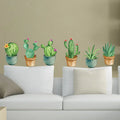 Green Garden Plant Cactus Potted Flower Pot Set 3D DIY Wall Decals/Adhesive Family Wall Sticker Mural Art Bathroom stairs Decor