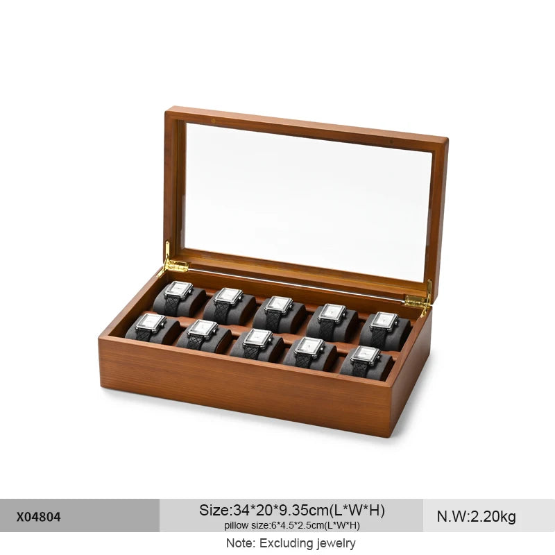 Oirlv 10 Grids Watch Box Wooden Jewelry Box Watch Organizer Case Men Women Mechanical Watchs Storage Case Wristwatch Display Box