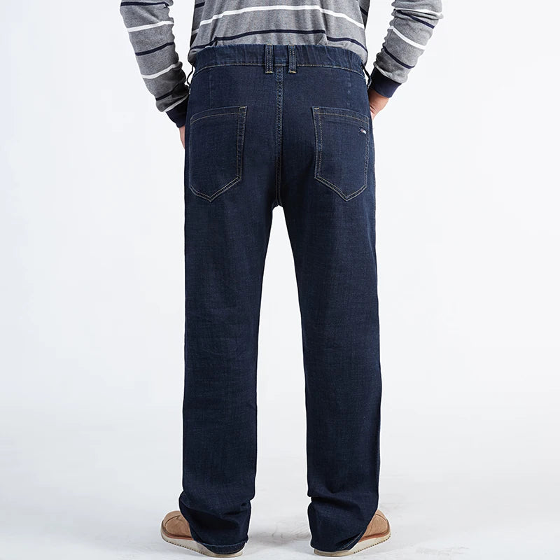 Super Big Size Men's Jeans Elastic Waist Denim Pants Male | SAMAG