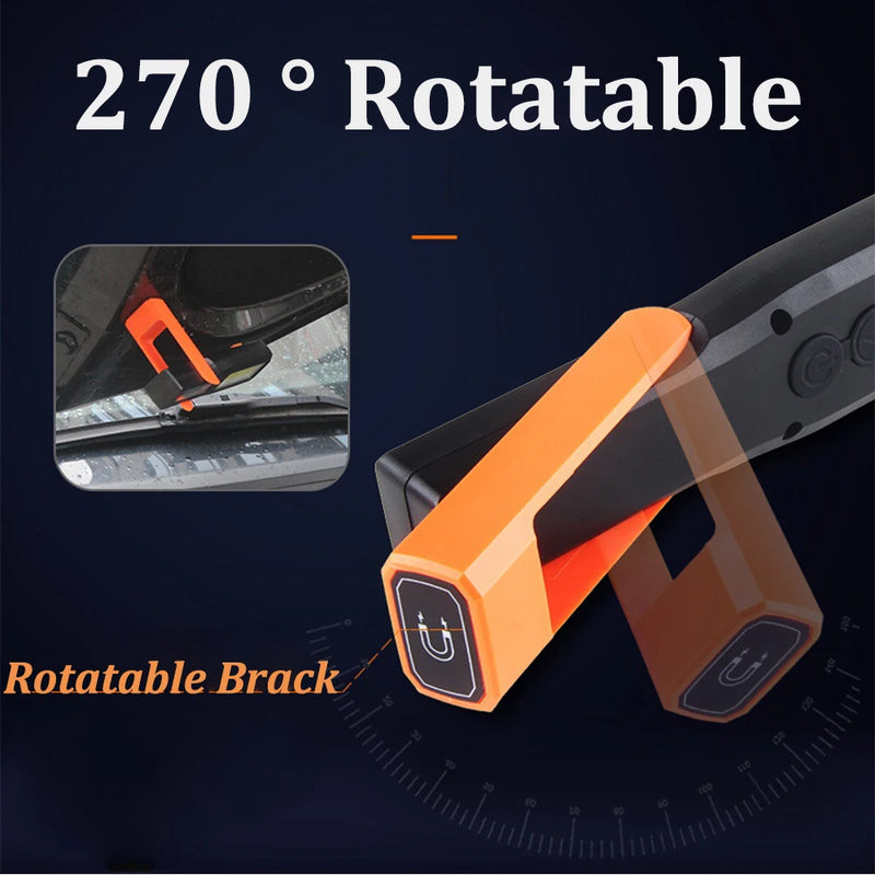 1-10PCS Powerful LED Work Light with Magnet Lighting Flashlight Car Garage Mechanic Lamp USB Charging COB Emergency Warning Ligh