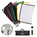 NEEWER Foldable Scrim Flag Kit, 5 In 1 Photography Flag Panel Lighting Reflector Diffuser Light Modifier Shaper For Soft