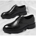 10cm Height Increasing Cowhide Men's Shoes, Fashionable, Casual, Business Office Thick Soled Men's Formal Shoes