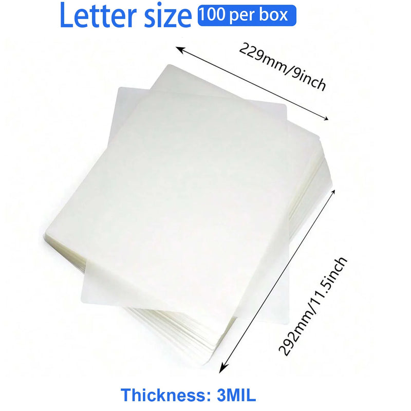 Multi-Size Thermal Laminating Bags: A4/A5/Letter Size Clear Glossy Sheets, Rounded Corners Heat Seal for Office School Home Holi