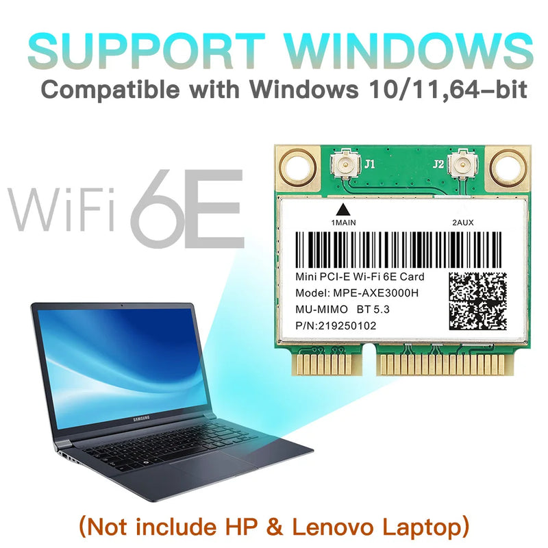 WiFi 6E 5374Mbps Mini PCI - E Card AX210 BT 5.3 Tri Band 2.4G/5G/6Ghz 802.11AX Wireless Network For - Visuel 4 | SAMAG