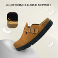 Chunky Platform Suede Leather Clogs Cork Arch Support Adjustable Buckle Non-Slip Mules For Women & Men