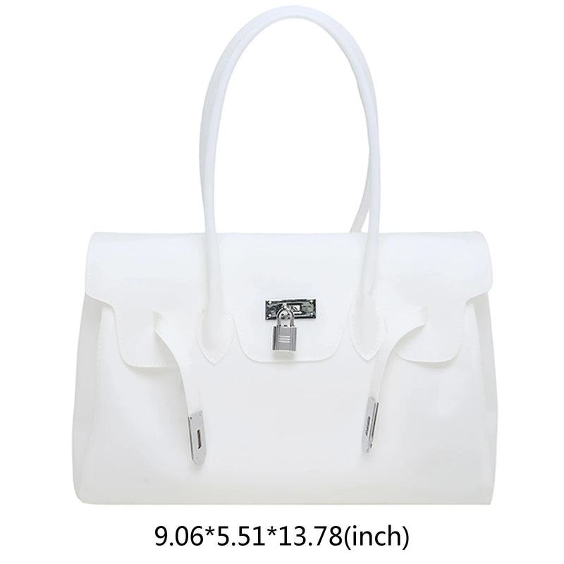 Korean PVC Waterproof Beach Shoulder Bag 2026 Summer Y2K Candy Color Jelly Bags Trendy Dopamine Fashion Tote Underarm Handbag
