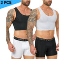 2Pcs Men Sleeveless Compression Vest Gynecomastia Chest Binder Breathable Summer Shaper For Trans FTM Sport Undershirt