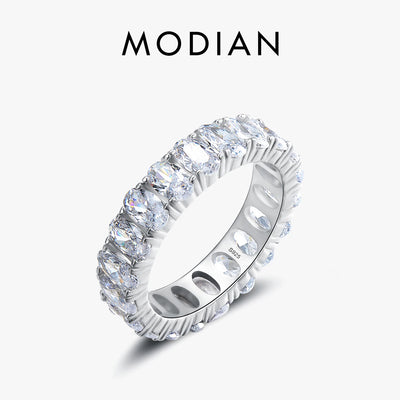 Modian New 100% 925 Sterling Silver Classic Oval Sparkling Finger Ring For Women Luxury AAAAA CZ Wedding Engagement | SAMAG