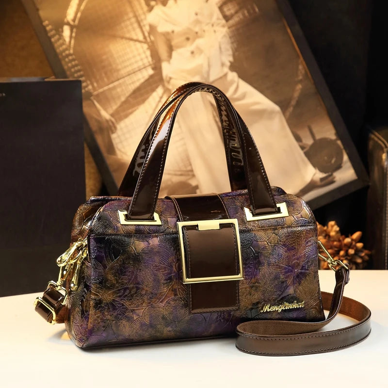 Luxury Fashion Women's Handbags Lady Genuine Leather Shoulder Messenger Bag Three Layer Zipper Compartment Boston Bags 2024 New