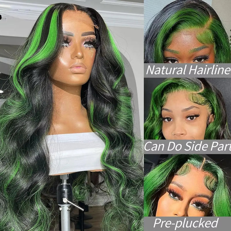 Red Black With Blonde Highlight 13X6 Lace Front Wig Body Wave Synthetic Glueless pre plucked With Baby Hair Lace Frontal Hair