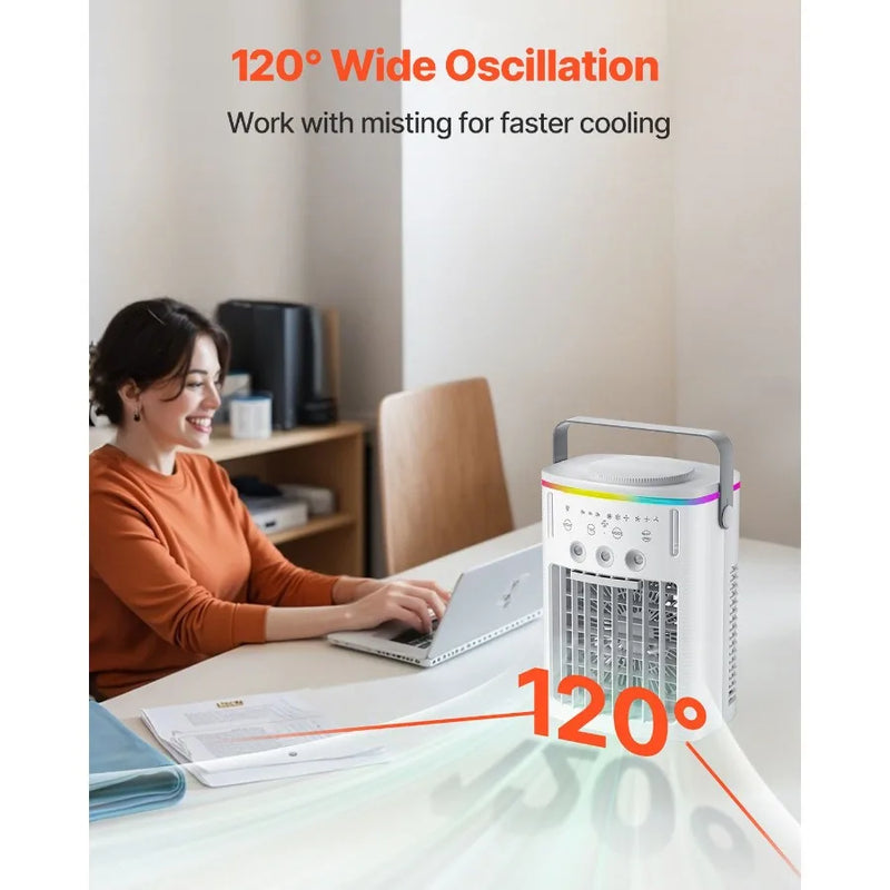 Portable Air Conditioner, 4-in-1 Evaporative Air Cooler with Remote Control, 3-Speed Mini Air Conditioner with Timer, 3 Mist Le