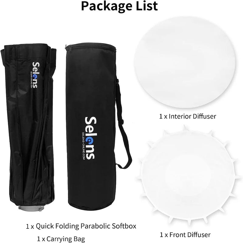 Selens 120cm Sixteen Horns Deep Parabolic Folding Umbrella Softbox Photo Studio Kits Photography Accessories Softbox Honeycomb