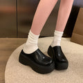 Women Platform Mules Slip On Clogs Solid PU Round Toe 6-8CM High Thick Sole Casual Daily Walking Autumn Outdoor Ladies Footwear