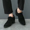 Man Height Increasing Pointed Toe Business Dress High Heel Shoes Buckle Decorated Men Casual Shoes