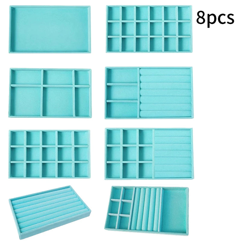 1 Set, (Including 8PCS) Flocking Jewelry Box Jewelry Tray