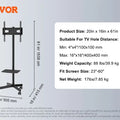 SucceBuy Mobile TV Stand Height Adjustable TV Stand w/ Wheels Double Tray for Audio-Visual Devices Rolling TV Stand for Bedroom