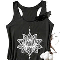 Women's sleeveless shirt, featuring a lotus pattern design and diagonal stripes on the back, is a casual style for summer