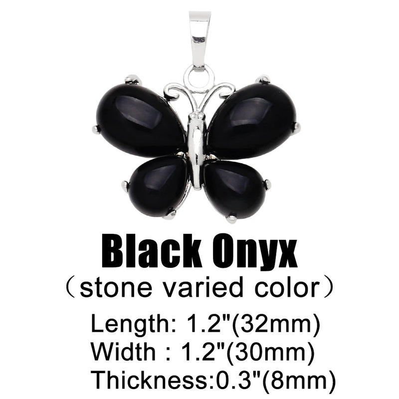 OCESRIO Vintage Natural Stone Butterfly Pendant for Necklace Copper Amethyst Reiki Pendulum DIY Jewelry Making Supplies pdta921
