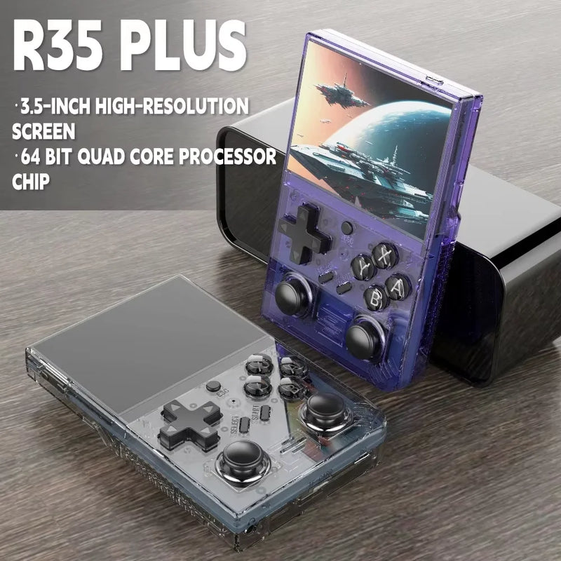Video Game Console Handheld Retro R35 Plus Open Source Linux 3.5 Inch IPS Screen Portable Pocket Video Player Gaming 64GB Games