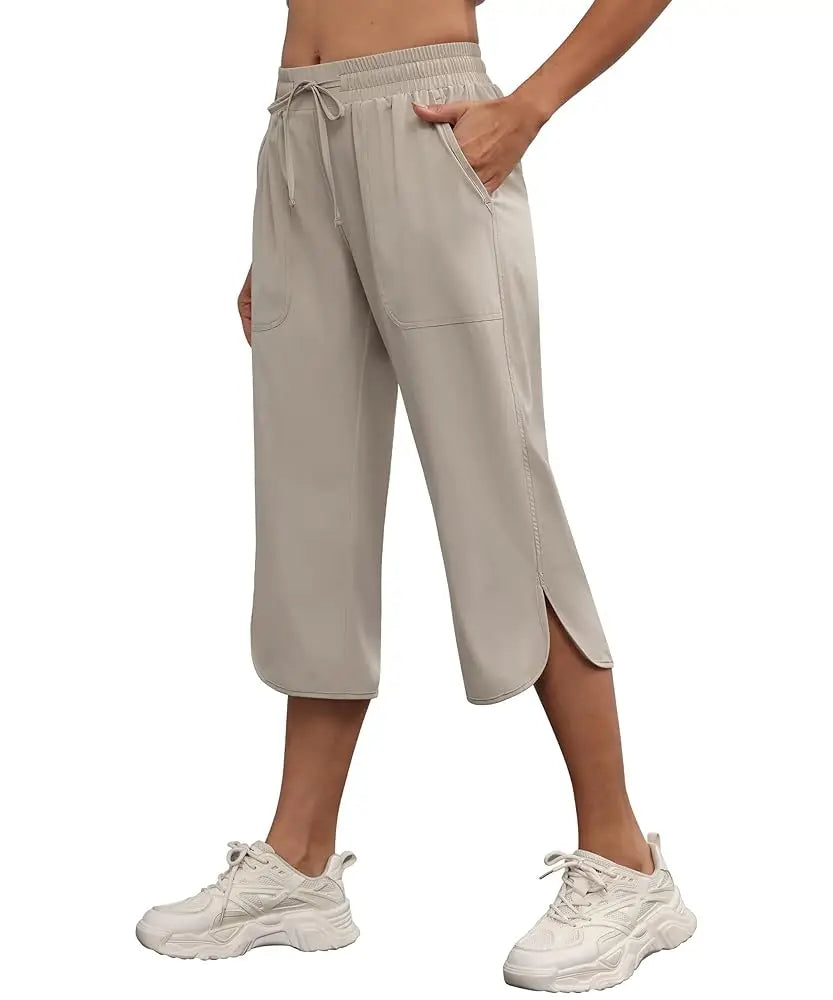 Women Casual Cropped Capris Cargo Pants, Outdoor Lightweight Capris Yoga Flared Pants, Breathable Quality Sweatpants