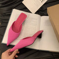 2024 Spring Pointed Toe Women Mules Slipper Fashion Candy Color Ladies Elegant Dress Sandal Square Low Heel Slip on Slides Shoes