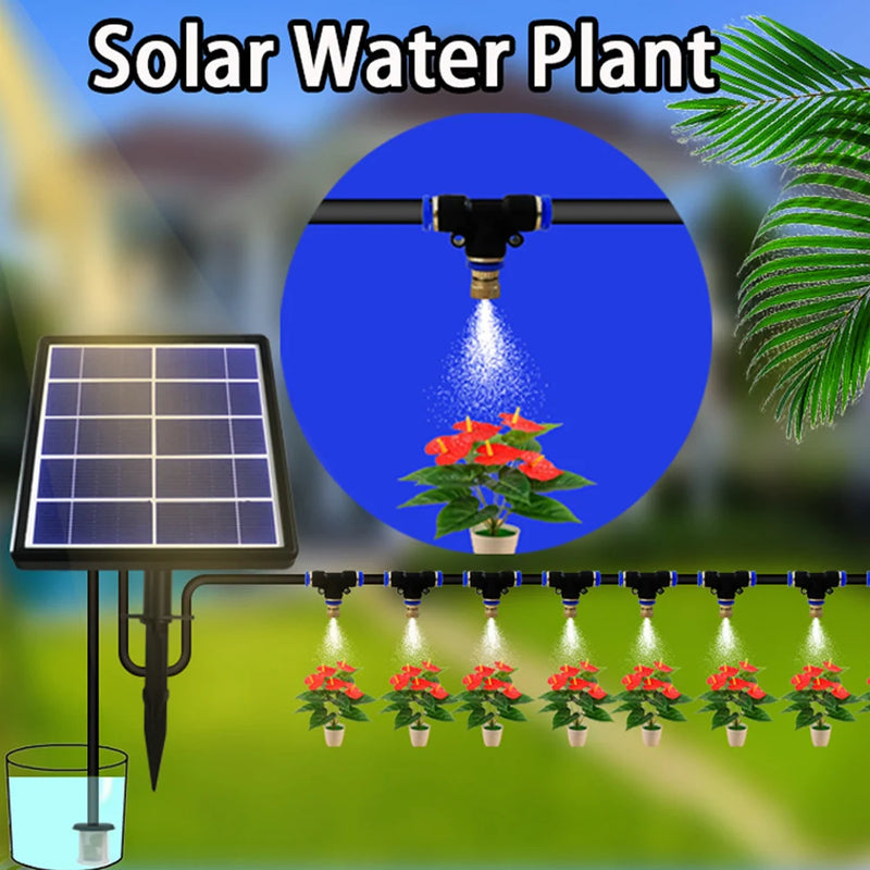 Solar Misting System Plants Watering Irrigation Kit 10/15pcs Brass Nozzle for Garden Supported Automatic Watering Device