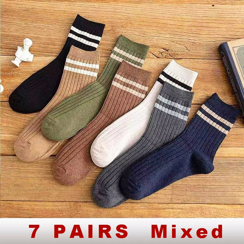 Pairs Men's New Striped Casual Breathable Socks Harajuku | SAMAG