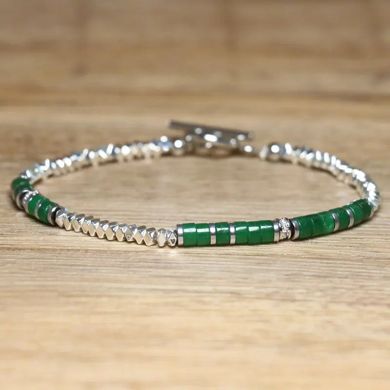 1 Pc Minimalist OT Clasp Stainless Steel Bracelet Natural Stone Handmade Production Picasso Hematite Women Jewelry