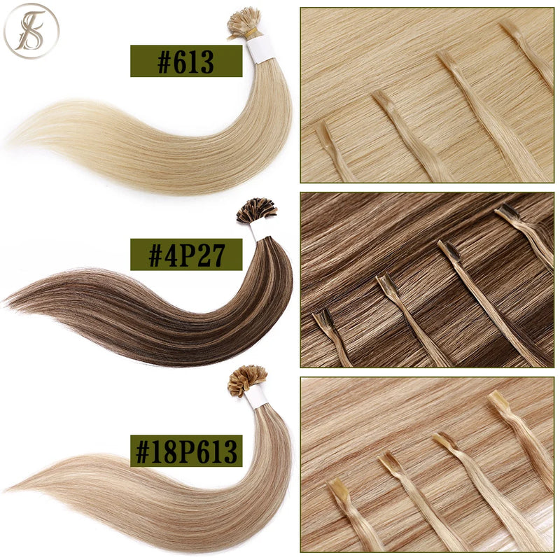 TESS U Tip Fusion Hair Extensions Microlink Keratin Hair Extensions 1g/pc Human Hair Capsules Pre Bonded Natural Hair Extensions