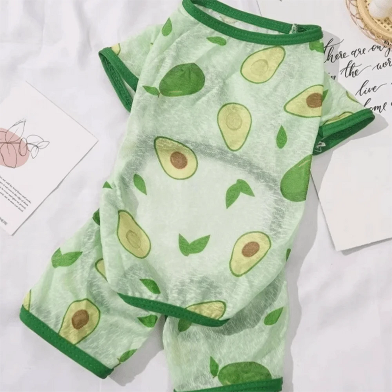 Cartoon Print Cat Cooling Jumpsuit Ultra-thin Breathable Mesh Dog Sunscreen Clothes Sun Protection Summer Cat Clothes
