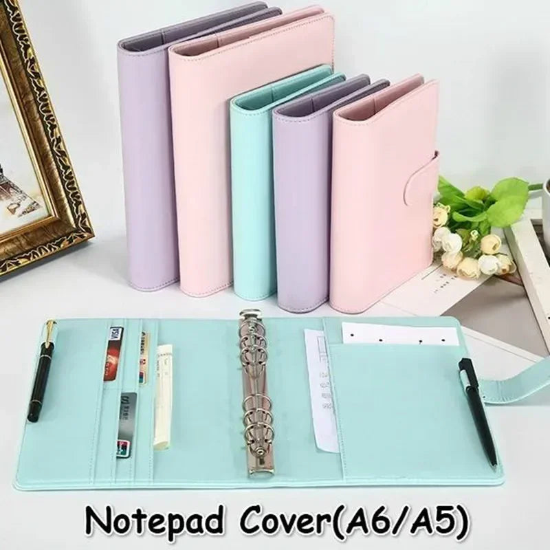 Vintage Refillable Notebook A5 A6 File Folder Notepad Cover Leather Ring Binder Office Documents Organizer Paper Storage