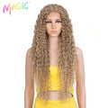 Magic Synthetic Lace Wig Wave Wigs Omber Blonde Wig High Temperature Fiber Curly Hair Wigs For Women Cosplay Lace Front Wig