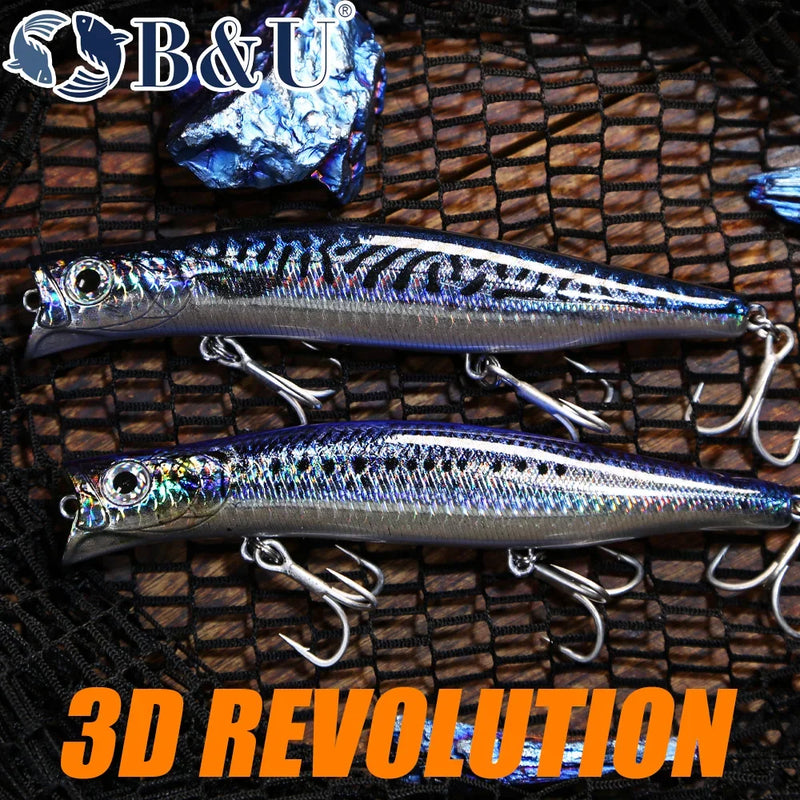 B&U Floating Minnow Jerkbait Lure Long Casting Lipless | SAMAG