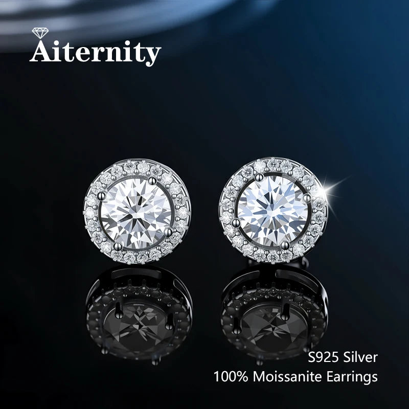 D VVS1 Moissanite Stud Earrings For Women Pass Diamond Tester Pen S925 Platinum Plating Moissanita With 2 Certificates