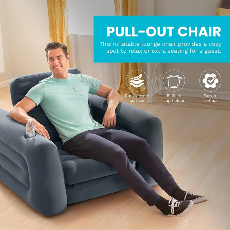Inflatable Pull Out Sofa Chair and Twin Air Bed Mattress | SAMAG