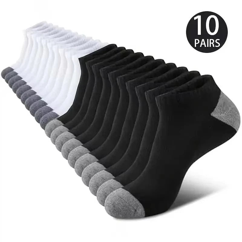 10 Pairs Men Ankle Socks Reinforced Gray Toe Heel | SAMAG
