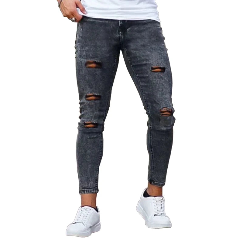 Men's Dropship Custom Label Logo Y2K Zipper Ripped Skinny | SAMAG