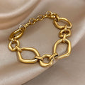 Irregular Geometric Circle Chain Bracelets for Women Fashion Gold Silver Color Stainless Steel Bracelet Waterproof Jewelry