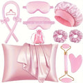 4/12Pcs Styling Kit Heatless Silk Curler with Sleeping Mask Shower Cap for Women and Girls Beauty Kit Travel Hair Styling Tools