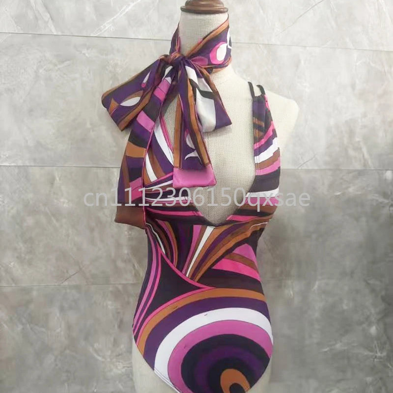 Women's Scarf Swimsuits with Letter Signature Logo Lady | SAMAG