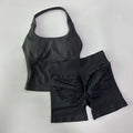 1-2pcs Gym Set Women Backless Tank Tops High Waist Scrunch Seamless Shorts High Waist Yoga Leggings Workout Sets Gym Suit