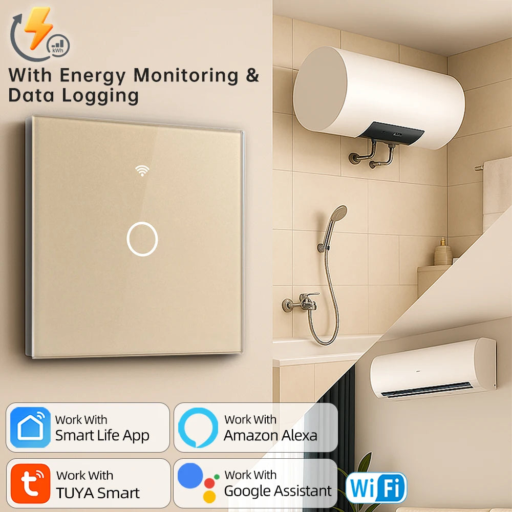 Smart WiFi Boiler Switch 20A/40A for Water Heater & Air Conditioner - Tuya Smart Life App, Works with Alexa & Google Home