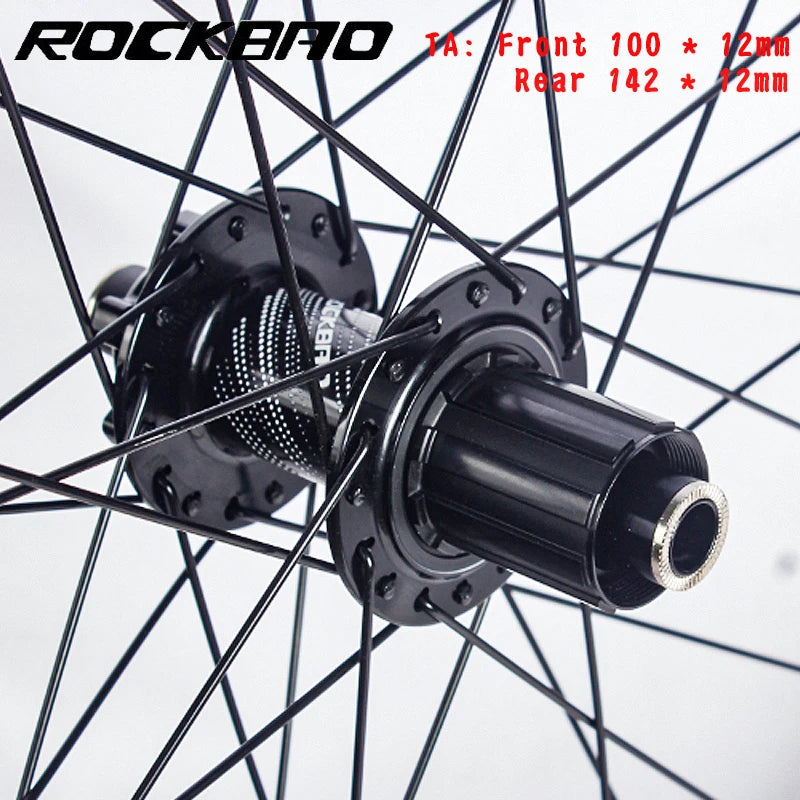 ROCKBAO Mountain Bike Wheelset 24/26/27.5/29 Inches Disc Brake Aluminum Alloy 4Bearings 7-12Speed Thru Axle MTB Bicycle Wheel