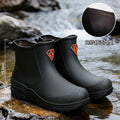 Wear resistant thick soled water boots, military green river tracing men's short boots, rain boots, waterproof men's water shoes