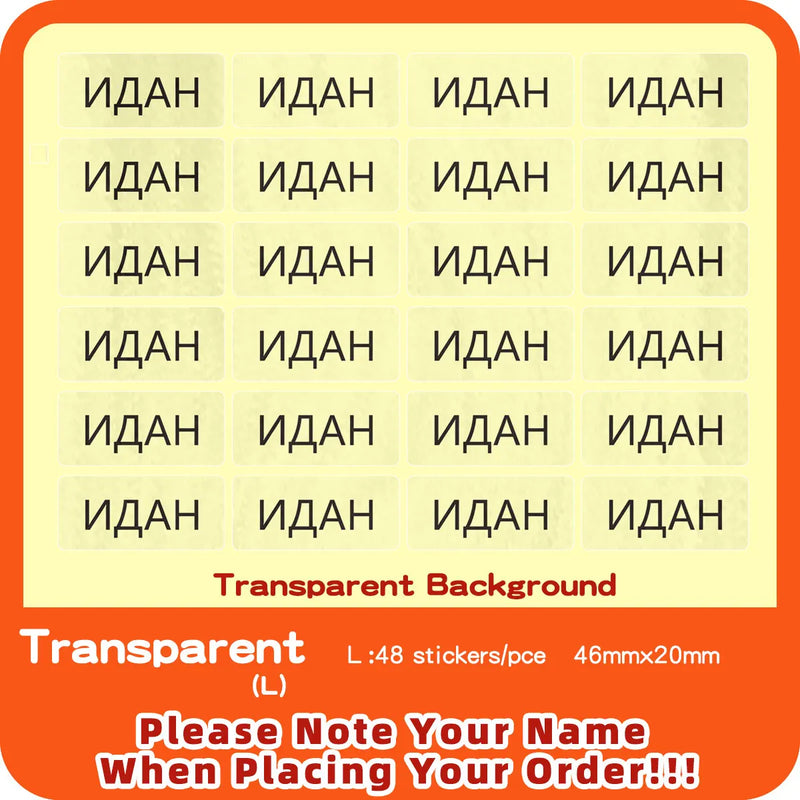 Transparent Name Sticker Custom Hebrew Waterproof Personalized Children Label for Schlool Stationery - Visuel 9 | SAMAG