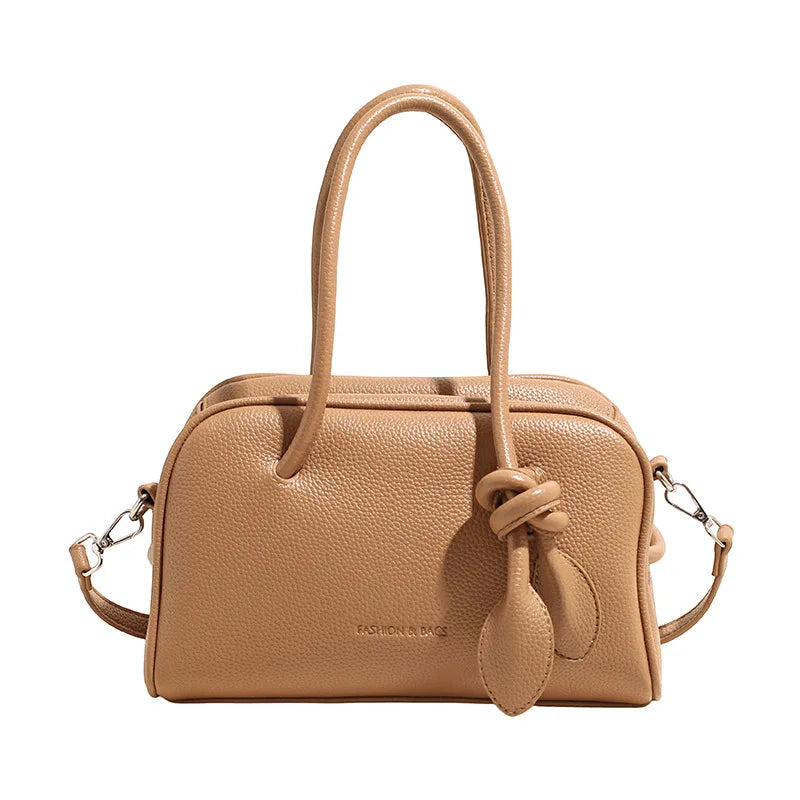 Women Boston Bag Large Capacity PU Leather Handbag Soft Casual Shoulder Bag Chic Daily Commuter Crossbody Tote Purse