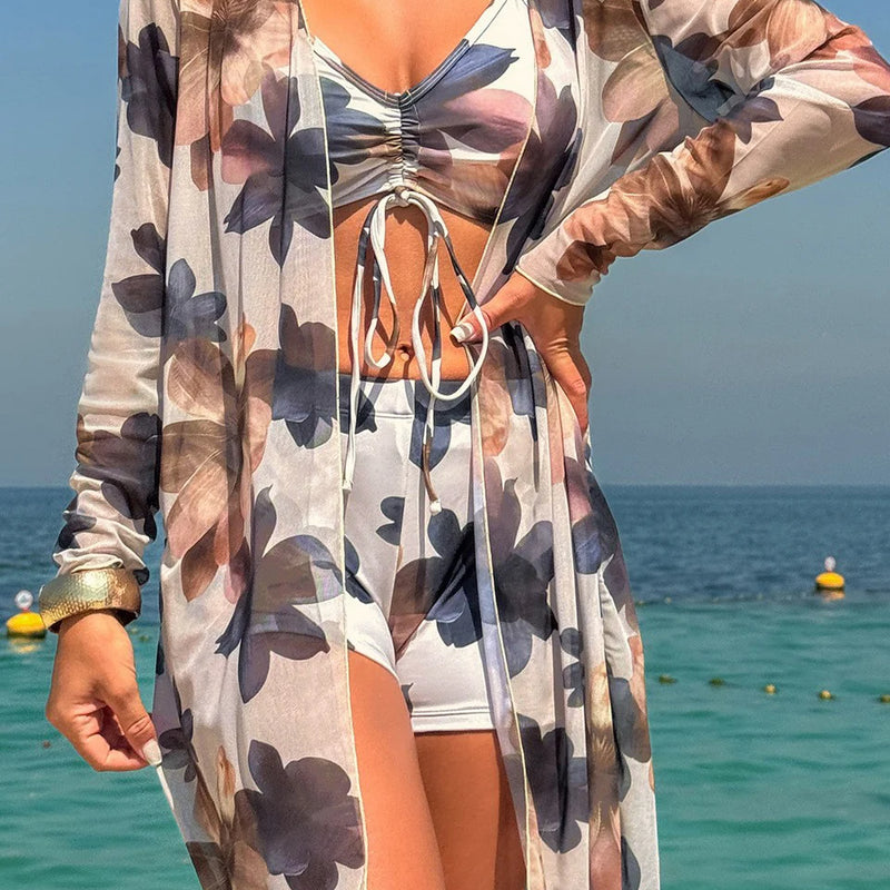Tie Dye Bikinis Swimsuit Women Drawstring Front Swimwear | SAMAG